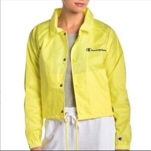 Champion Sports NWOT Cropped Coaches Rain Jacket Bright Yellow Color Pop XS